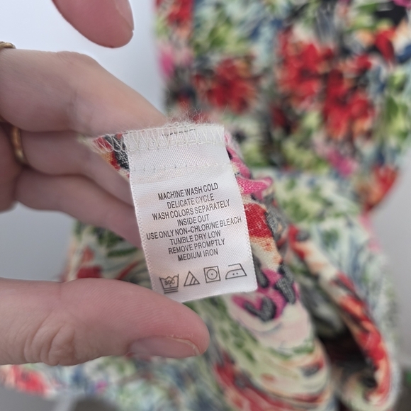 JG Hook Multicolor Artsy 100% Linen Faux Wrap Beatiful Vacation Midi Dress Sz 6 - Picture 7 of 9